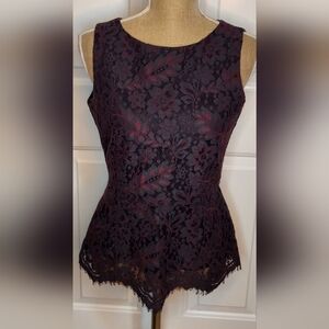 Brooks Brothers Burgundy Lace Blouse Size 6